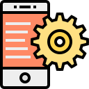 Icon of a smartphone with a gear, symbolizing settings or configuration.